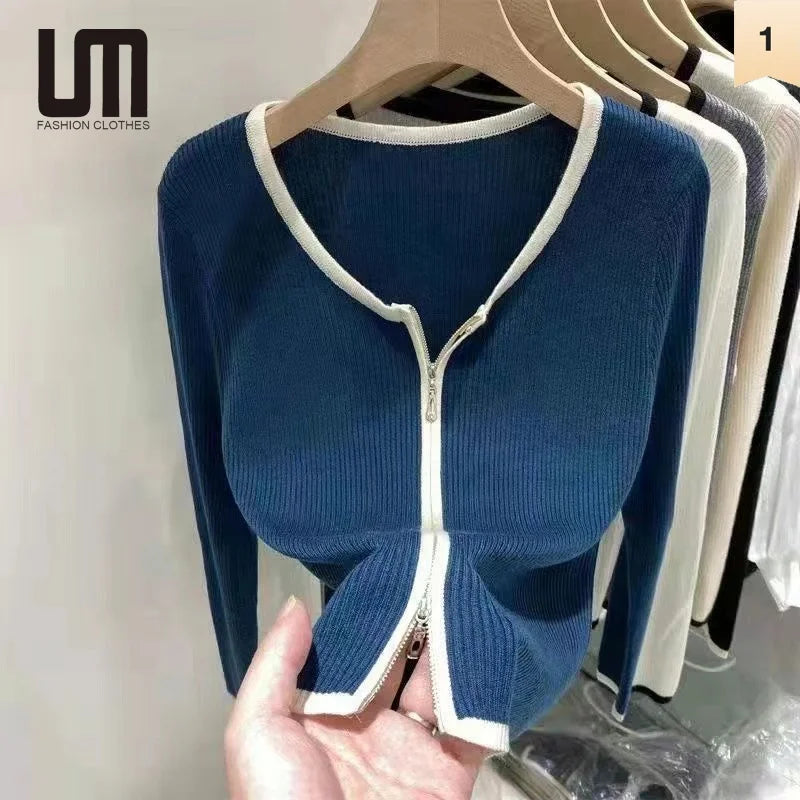 Weekend Discounts to Savor Liu Ming Hot Selling Wholesale 2024 Fall Women Clothes Zipper Cardigans Long Sleeve Skinny Knitting Sweaters Weekend Discounts to Savor Liu Ming Hot Selling Wholesale 2024 Fall Women Clothes Zipper Cardigans Long Sleeve Skinny Knitting Sweaters