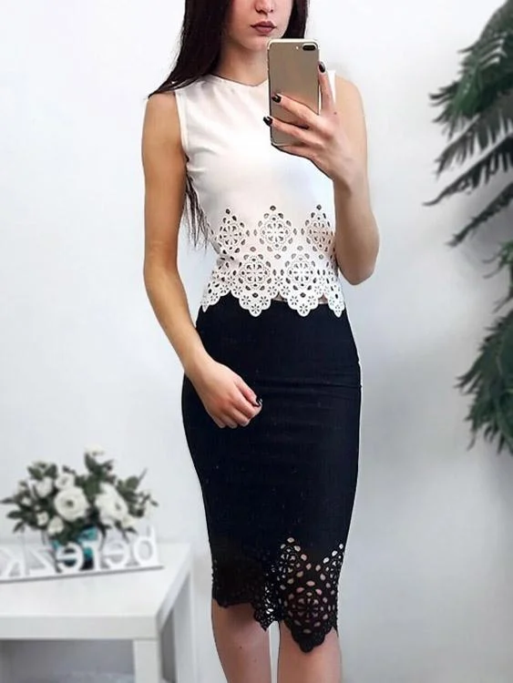 Weekend Bargains to Relish Custom Round Neck Plain Sleeveless Bodycon Hem White Camis