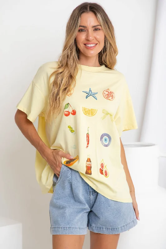 Huge Savings Summer Relaxed-Fit Graphic Tee - Yellow