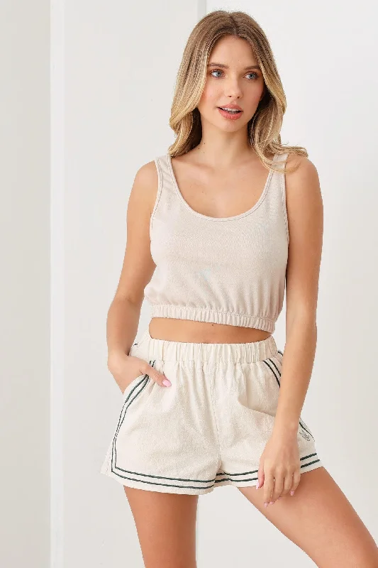 Amazing Deals Active Elastic Waist Band Sleeveless Cropped Tank Top
