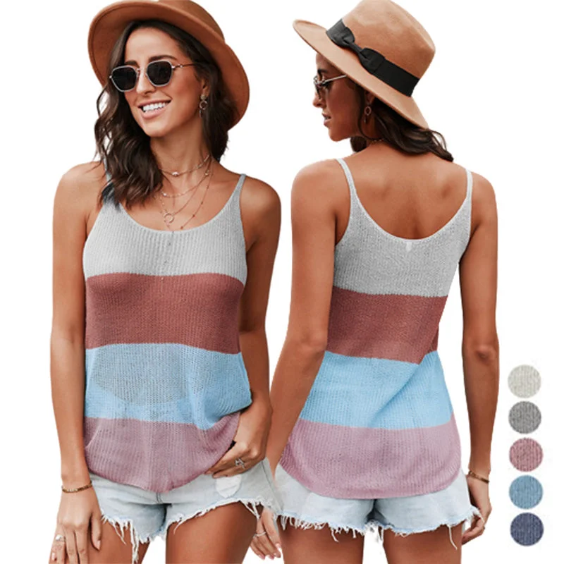 Act Fast Hot Sale Casual Summer Athleisure Soft-touch Sleeveless Solid Knitted Women Tank Top