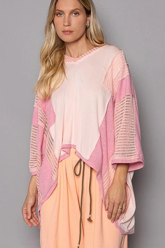 Weekend Bargains Galore POL High-Low Contrast V-Neck Top