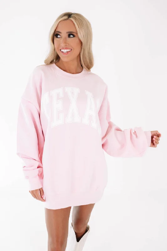 Warehouse Sale Varsity Texas Sweatshirt - Pale Pink