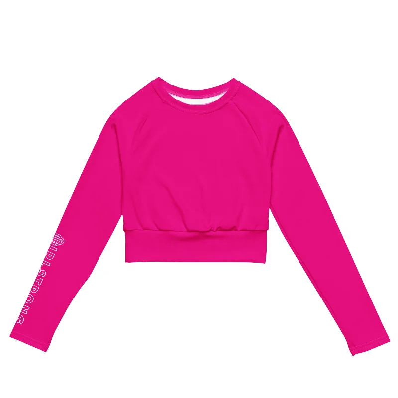 Cash Savings THE ESSENTIAL, SOFT AND STRETCHY, LONG SLEEVE FITTED CROP TOP GS LOGO POWER PINK