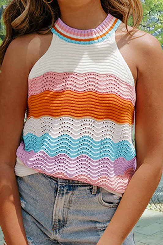 Weekend Deals That Spark Color Block Round Neck Knit Top