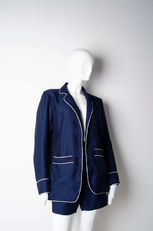 Weekend Offers That Delight Navy Blue Pyjama Chic Shirt