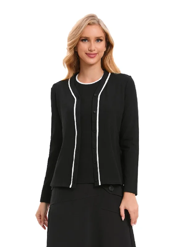Act Now Jersey Cardigan with White Piping