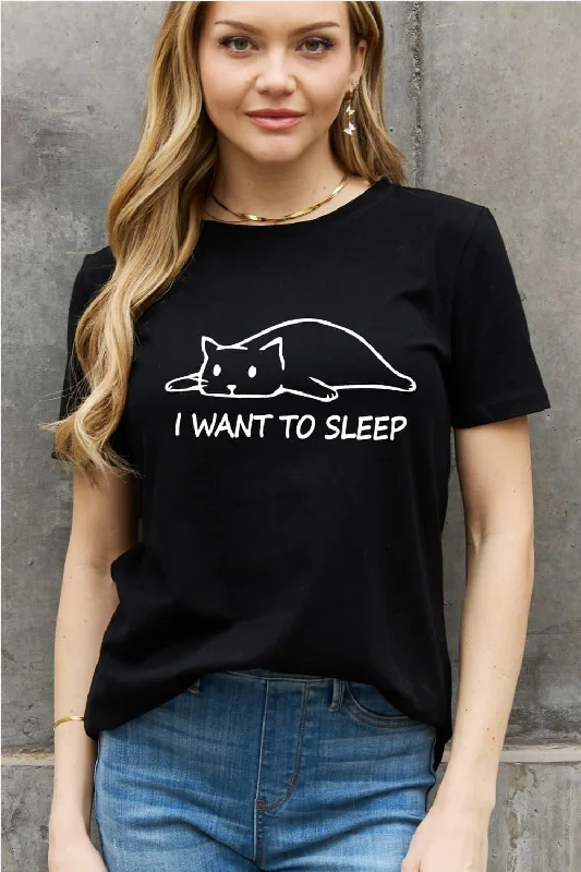 Don't Wait I WANT TO SLEEP Graphic Cotton Tee