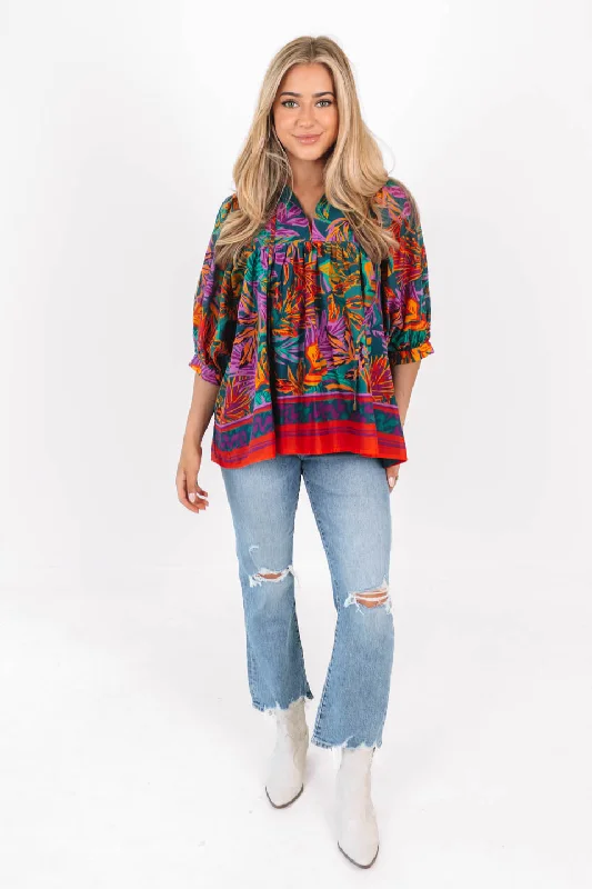 Don't Wait The Asher Puff Sleeve Tunic - Multi