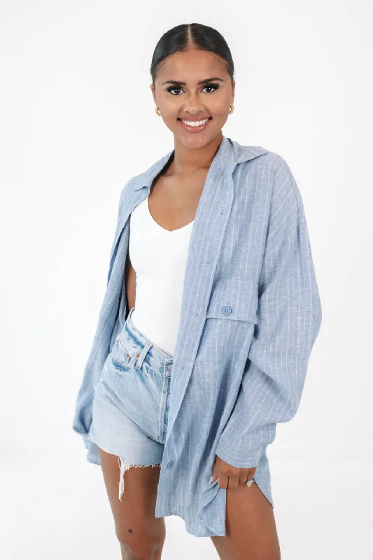 Weekend Savings Fiesta Poolside Loungin' Top - Blue Stripe