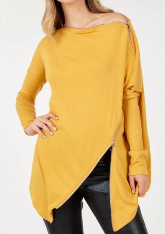 The Best Prices Take my zipper Off shoulder top (Mustard & Black)