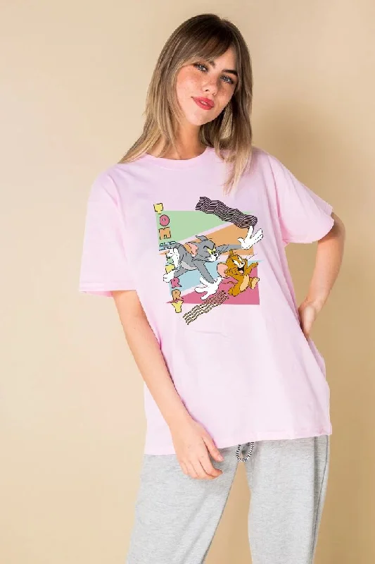 New Markdowns Daisy Street Licensed Relaxed T-Shirt With Tom and Jerry 90's Print