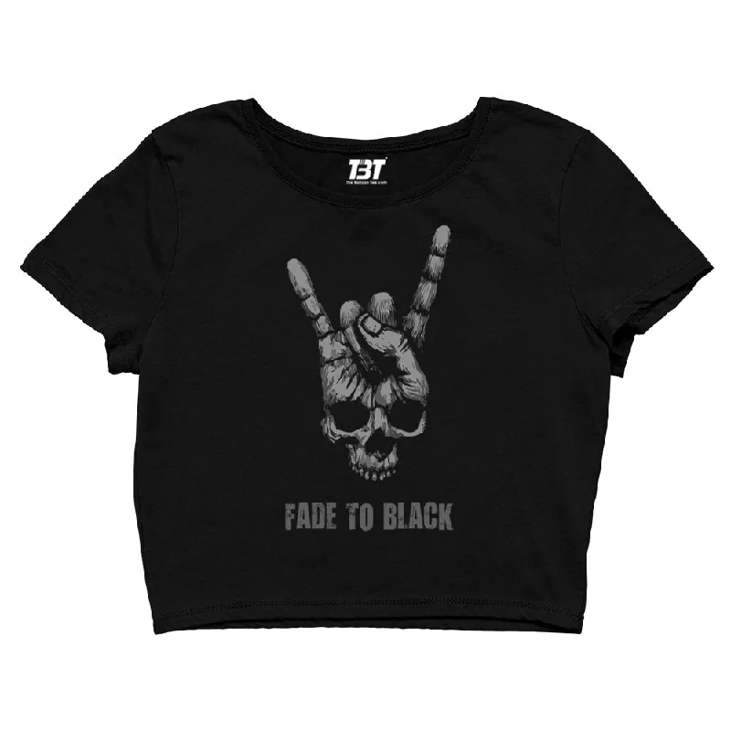 Huge Savings Metallica Crop Top - Fade To Black