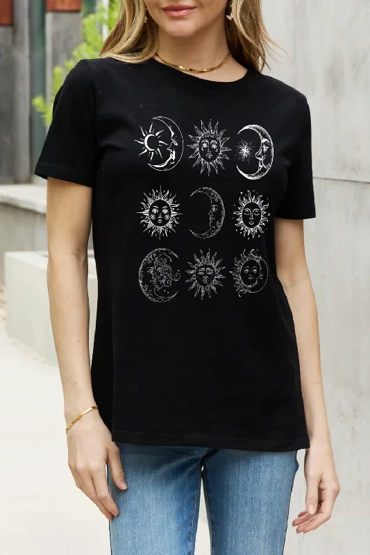 Shop and Save Full Size Sun and Moon Graphic Cotton Tee