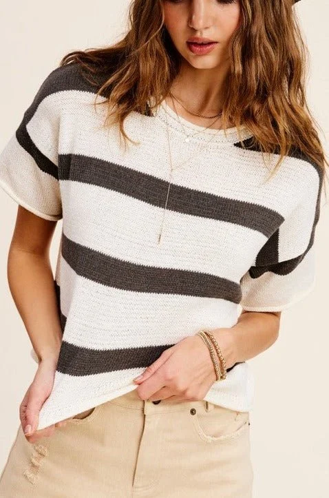 Price Cut Striped Knit Top