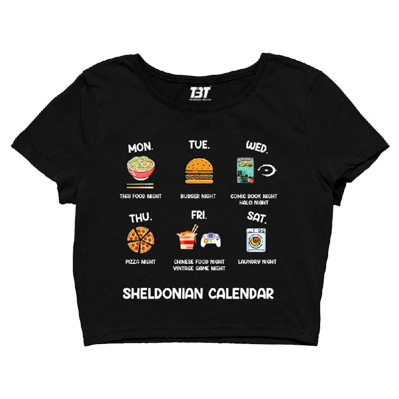 Deal Zone The Big Bang Theory Crop Top - Sheldonian Calendar