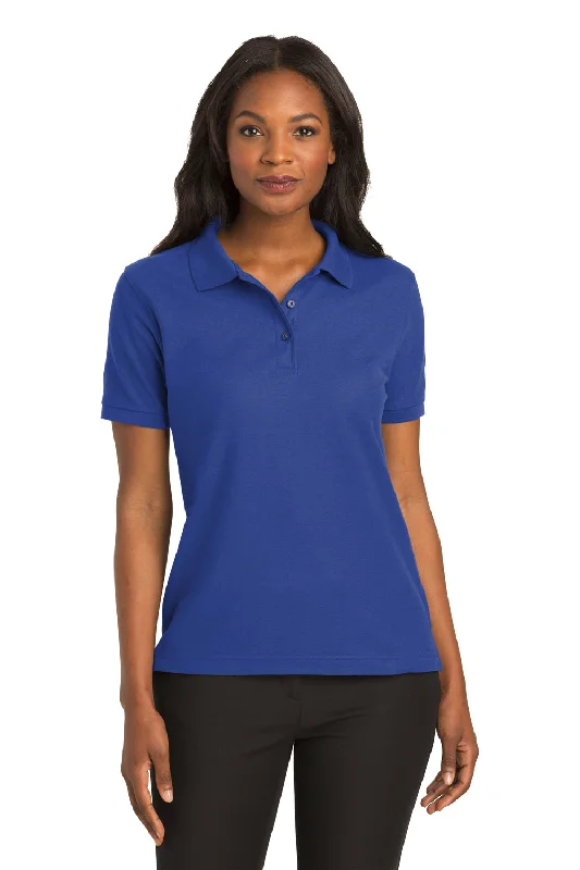 Weekend Deal Port Authority Womens Silk Touch Wrinkle Resistant Short Sleeve Polo Shirt - Royal Blue