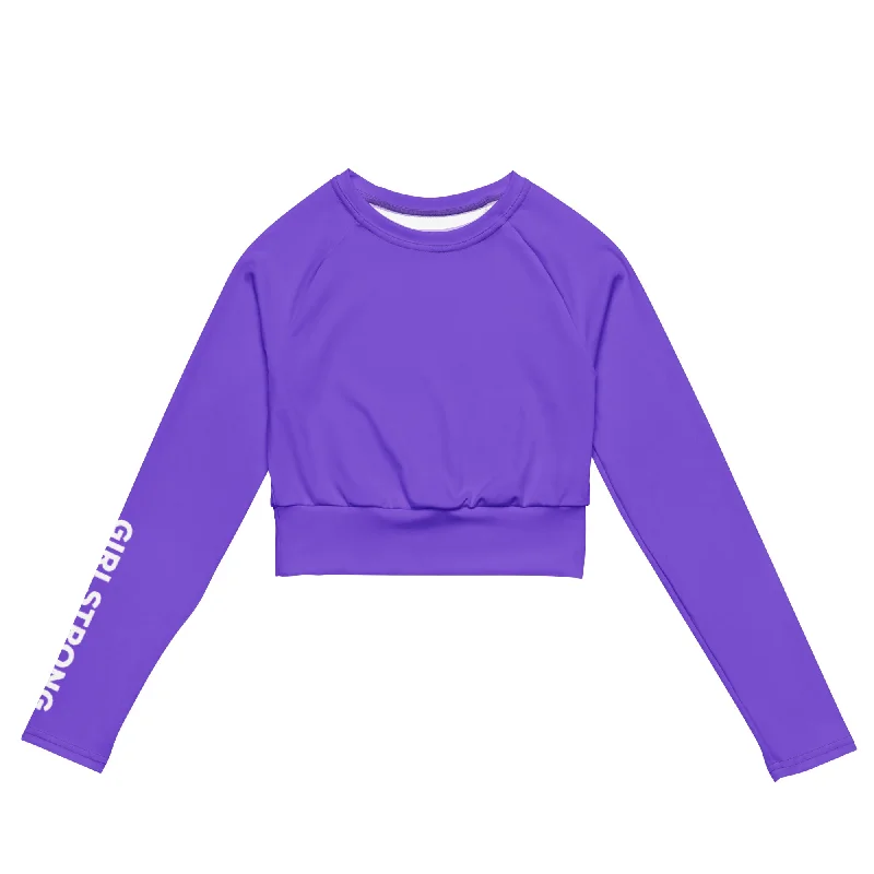 Steals and Deals THE ESSENTIAL, SOFT AND STRETCHY, LONG SLEEVE FITTED CROP TOP BRIGHT PURPLE Steals and Deals THE ESSENTIAL, SOFT AND STRETCHY, LONG SLEEVE FITTED CROP TOP BRIGHT PURPLE