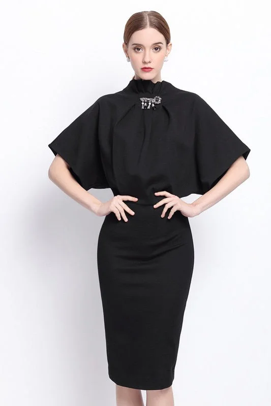 Discount Mania Dolman Sleeve Dress W/ Bead Detail
