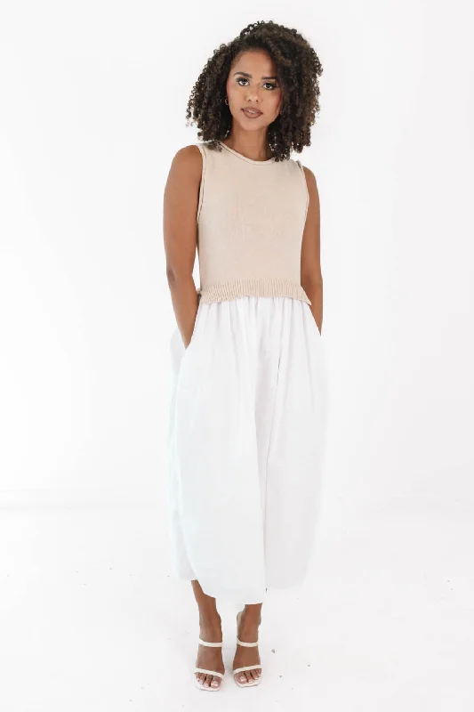 Weekend Offers That Delight Light Layers Midi Dress - Beige