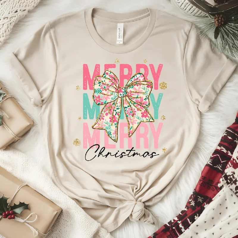 Closeout Deal Merry Bow Graphic Tee