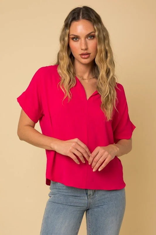 Weekend Bargains to Relish Short Sleeve Side Slit Top