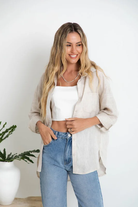 Weekend Bargains to Indulge In Kaia Linen Shirt - Natural