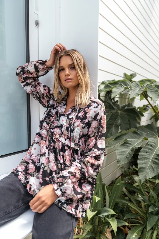 Deal Zone ZARLI BLOUSE - Black Floral
