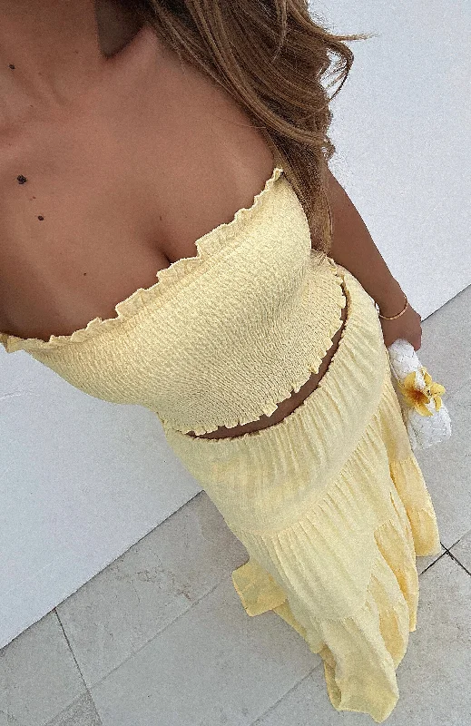 Reduced Price Prove Me Right Strapless Top Lemon
