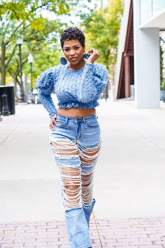 Flash Sale Shake it up Denim Crop Top