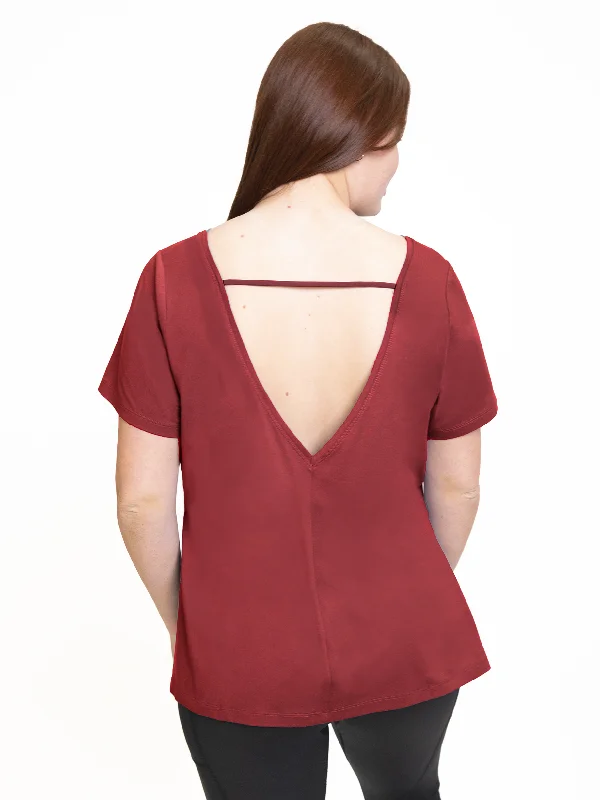 Act Now PAROS SIDE SLIT TEE-Red Pear