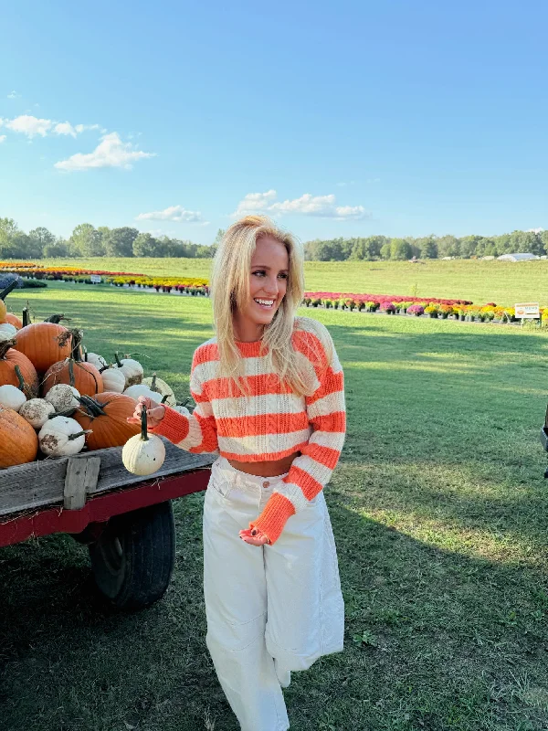 Weekend Offers That Impress Rocky Stripe Sweater - Orange Cream