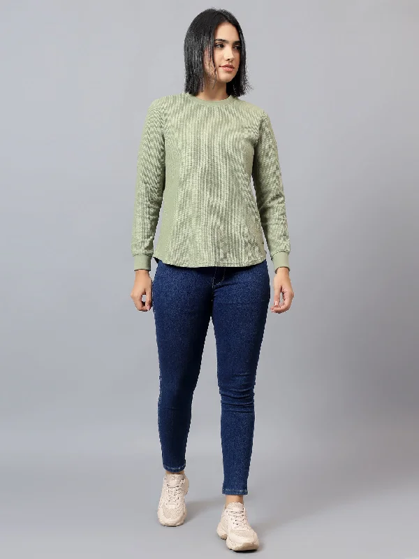 Incredible Offers Women's Solid Green Round Neck Tshirt
