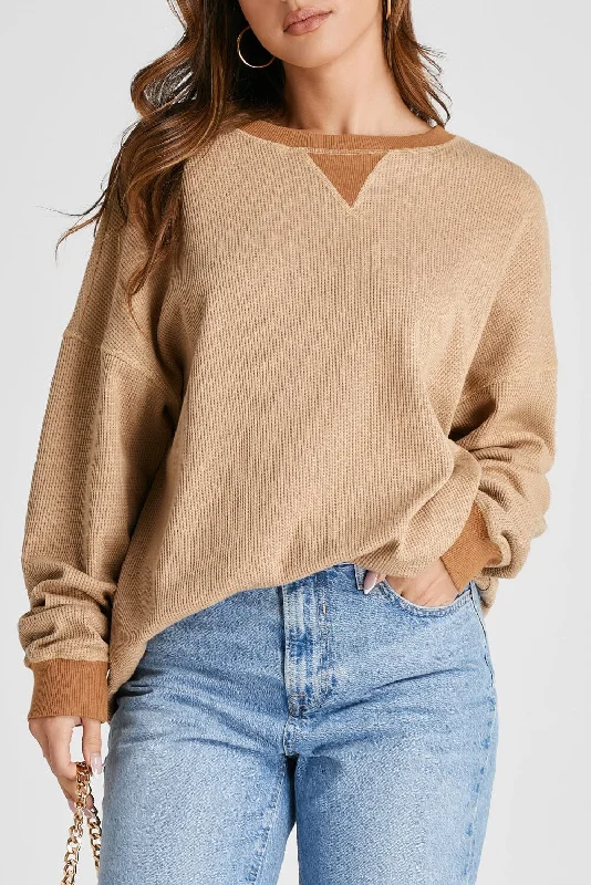 Hurry Up Waffle-Knit Long Sleeve Sweatshirt