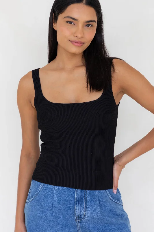 Best Bargains Alexa Ribbed Tank Top - Black