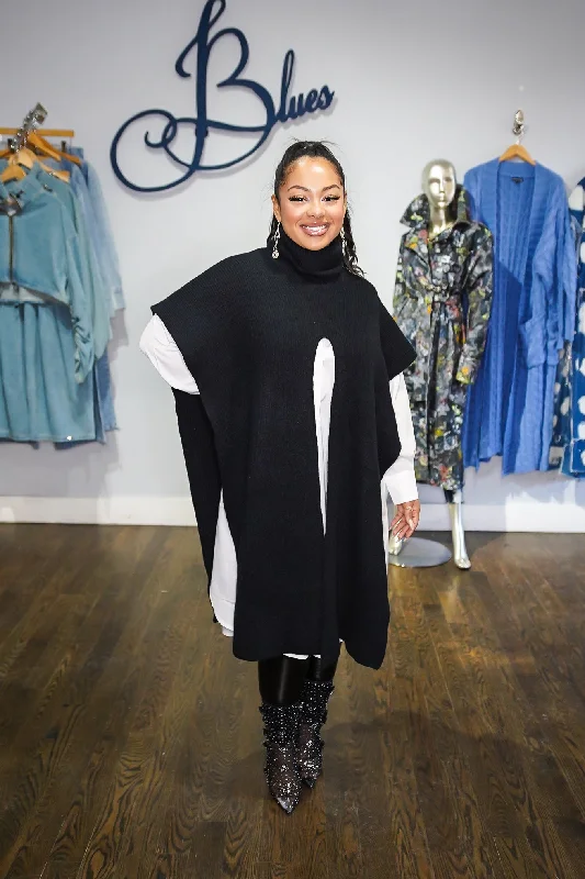 The Best Prices Hang Around Poncho Sweater (Black)