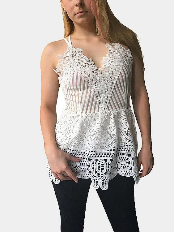 Weekend Discounts to Love Custom V-Neck Criss Cross Lace Cami Top