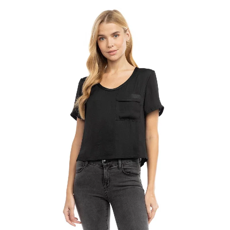 Mega Discount Black Short Sleeve Woven T-shirt: