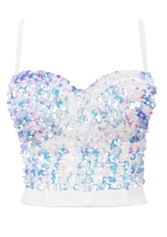 Closeout Black&White Sequins Corset Top