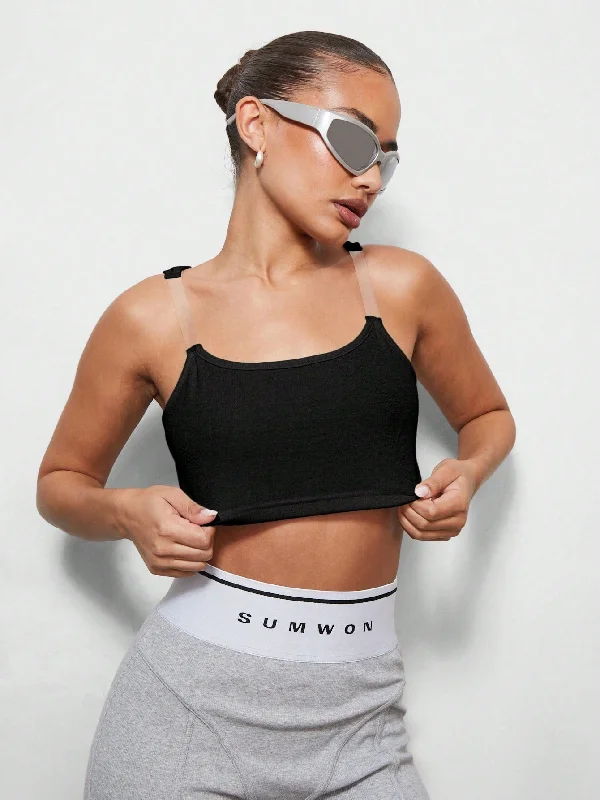 Today's Special SUMWON WOMEN Clear Front Strap Super Crop Tank Top