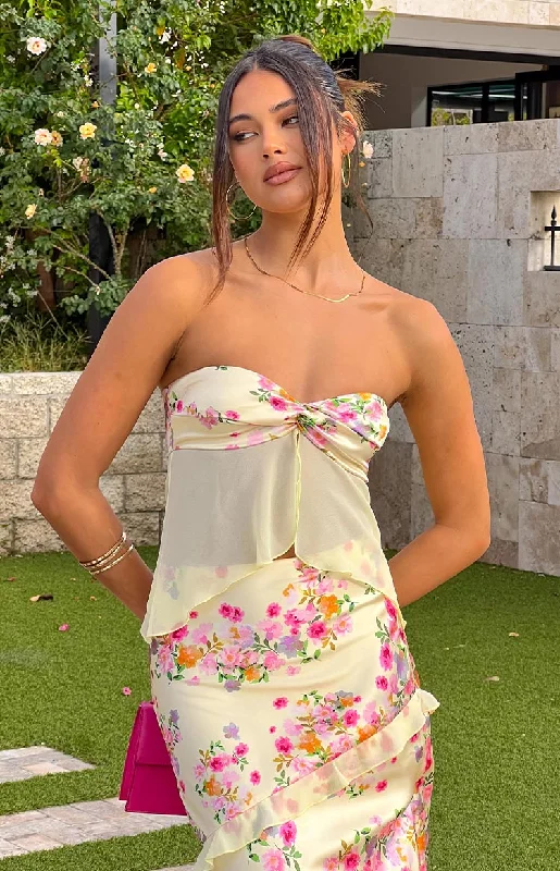 Unmissable Sale Jacqulin Yellow Bloom Strapless Top