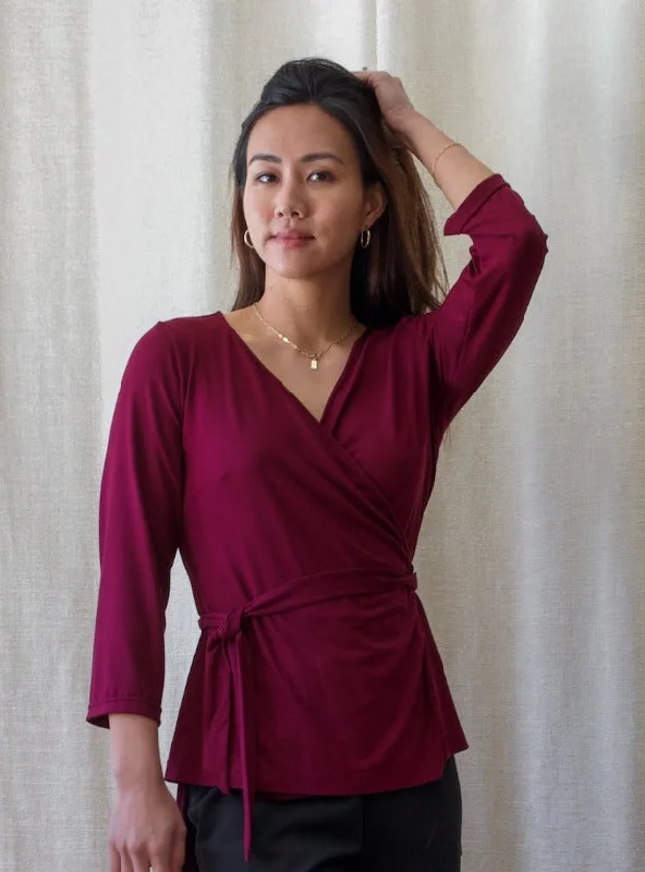 Factory Direct Sale Millie Wrap Top, Claret