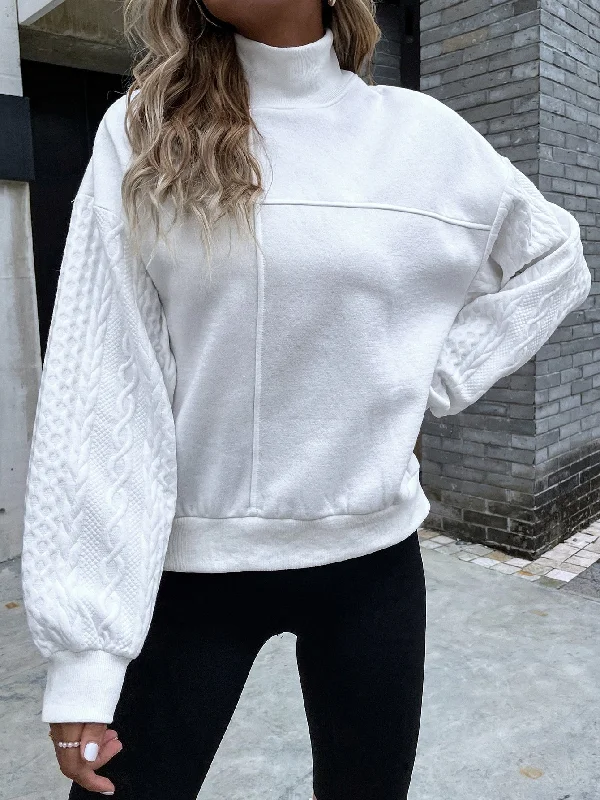 YEAR-End Clearance Casual Plain Long Sleeve High Neck Regular Women Sweatshirt