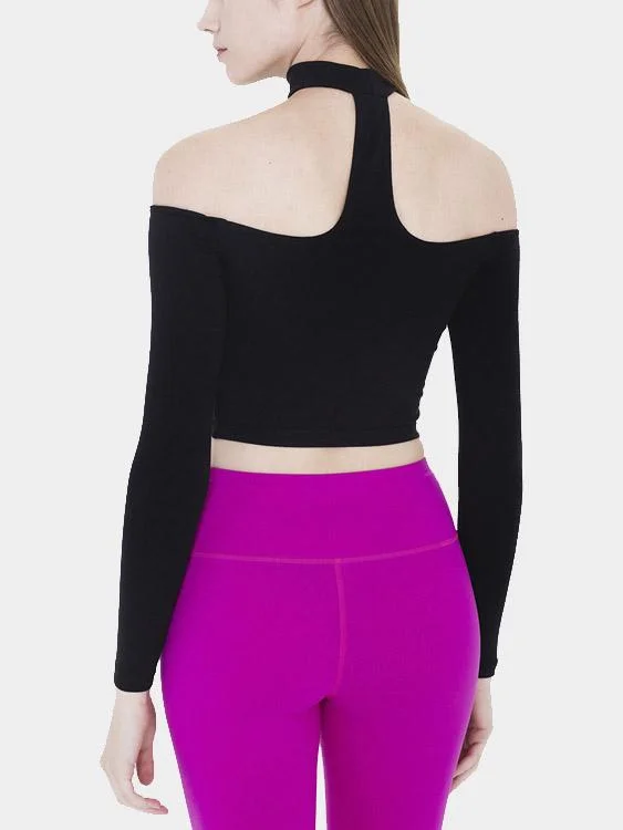Super Sale Custom T-back Reversible Halter Long Sleeve Top