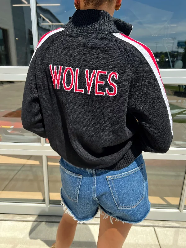 Special Discount HALF ZIP WOLVES KNIT PULLOVER