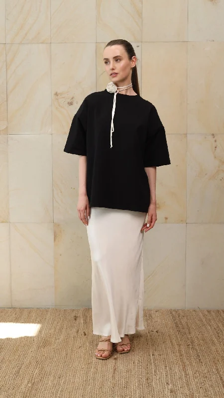 Early Access OVERSIZED BLACK SHOULDER PAD TEE