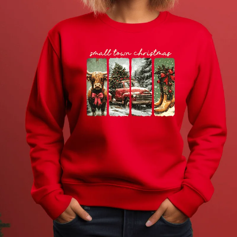Overstock Sale Small Town Christmas Highland Cow Sweatshirt