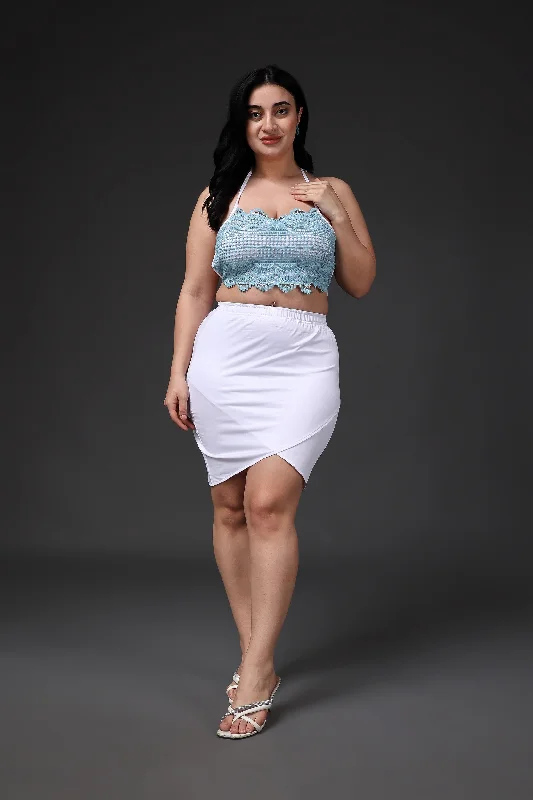 Unbeatable Prices Solid Lace Back Tie Crop Top