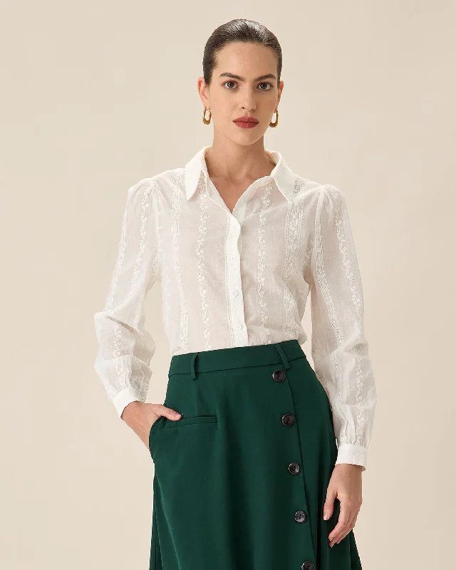 Value Deals White Jacquard Button-Up Shirt