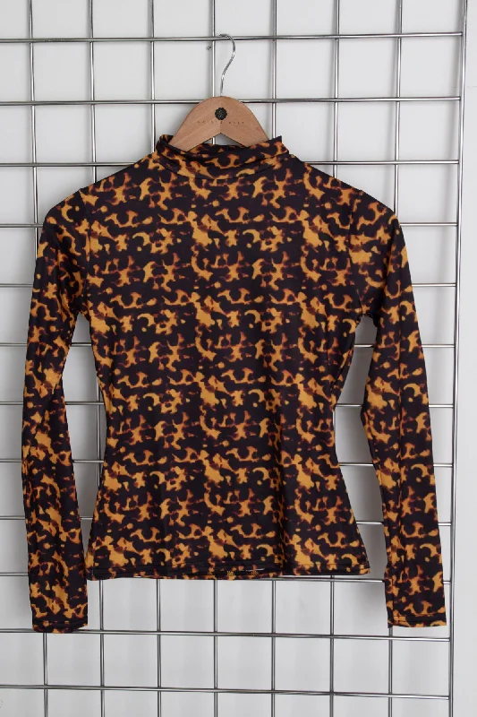 Price Rollback Daisy Street High Neck Top In Leopard Print